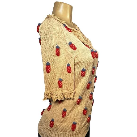Vintage Patricia Roberts Sweater Womens Small Silk Wool Angora Strawberry Knit 8 - Picture 3 of 14